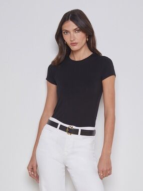 L’AGENCE Black Ressi Fitted Black Short Sleeve Tee Size S
